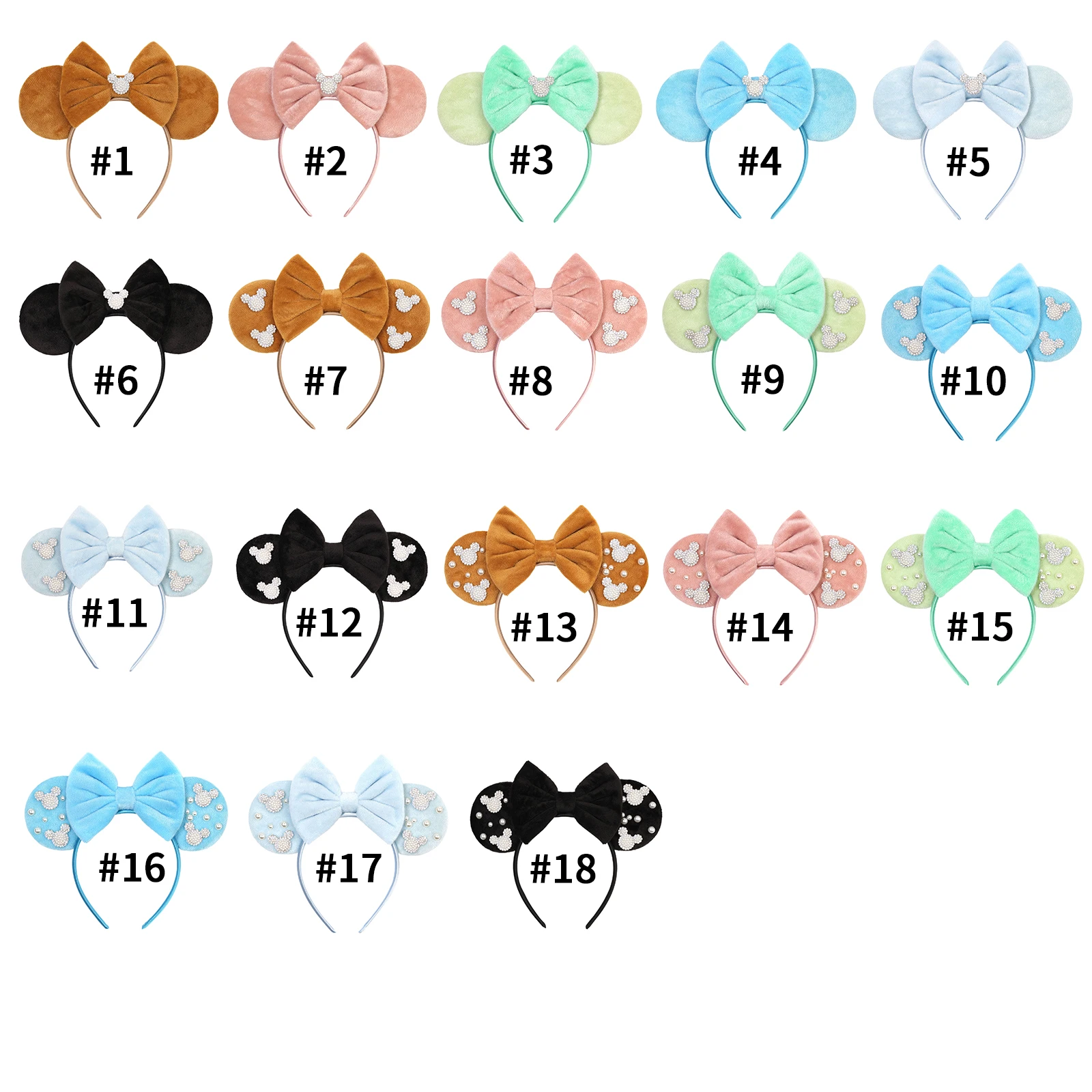 Cute Pink Plush Mouse Ears Headband With Rhinestone Bow Pearl Accents For Party Cosplay DIY Birthday Gift, Kids & Adults
