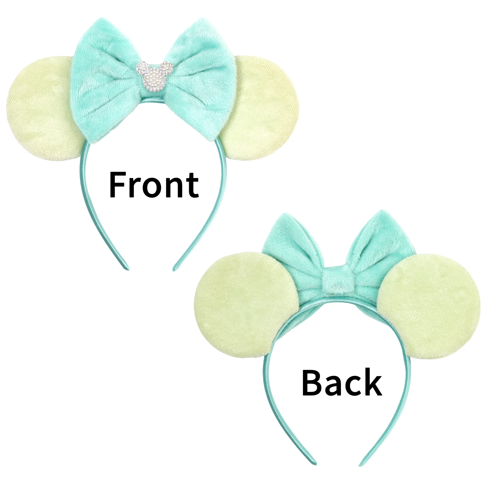 Cute Pink Plush Mouse Ears Headband With Rhinestone Bow Pearl Accents For Party Cosplay DIY Birthday Gift, Kids & Adults