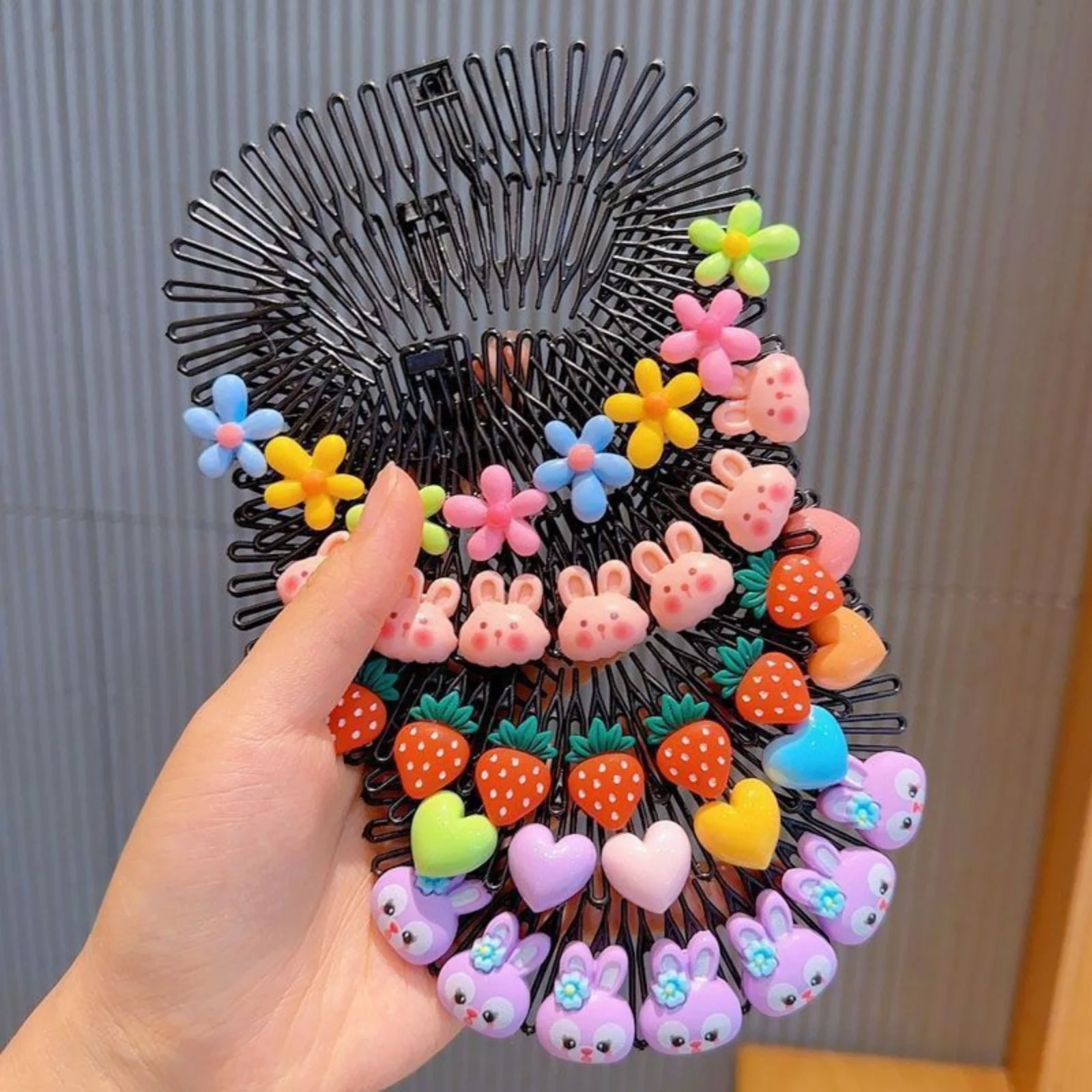 Children Y2k Star Colorful Hair Comb Broken Headband Hair Clips Bunny Heart Cute Headdress Princess Girls Hair Accessories