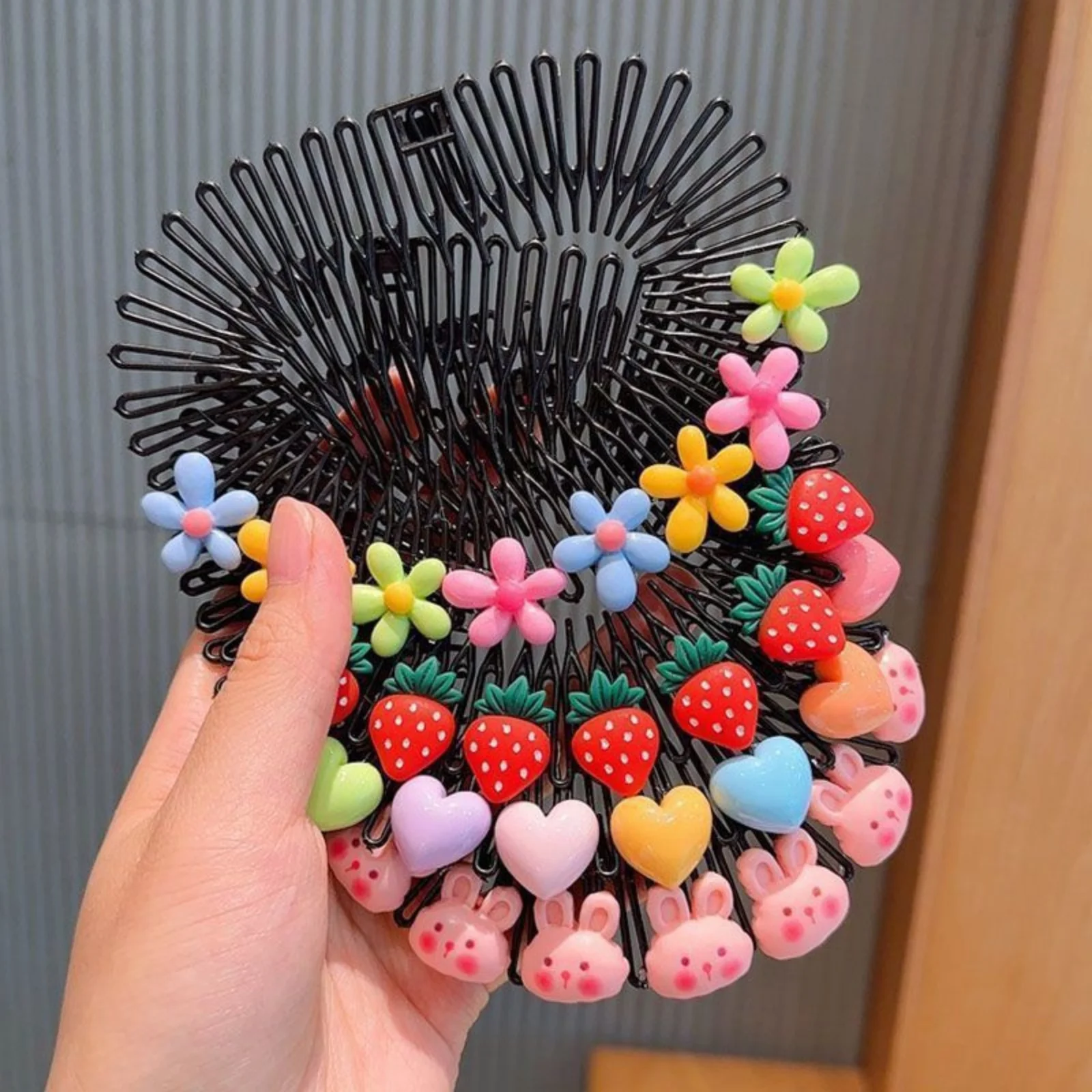 Children Y2k Star Colorful Hair Comb Broken Headband Hair Clips Bunny Heart Cute Headdress Princess Girls Hair Accessories
