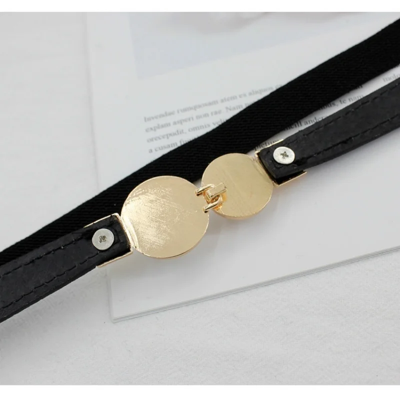 Elegant Double Pearls Buckle Elastic Women Belts Thin Straps Lady Girl Dress Skirt Decor Waistbands Trouser Dress Decoration