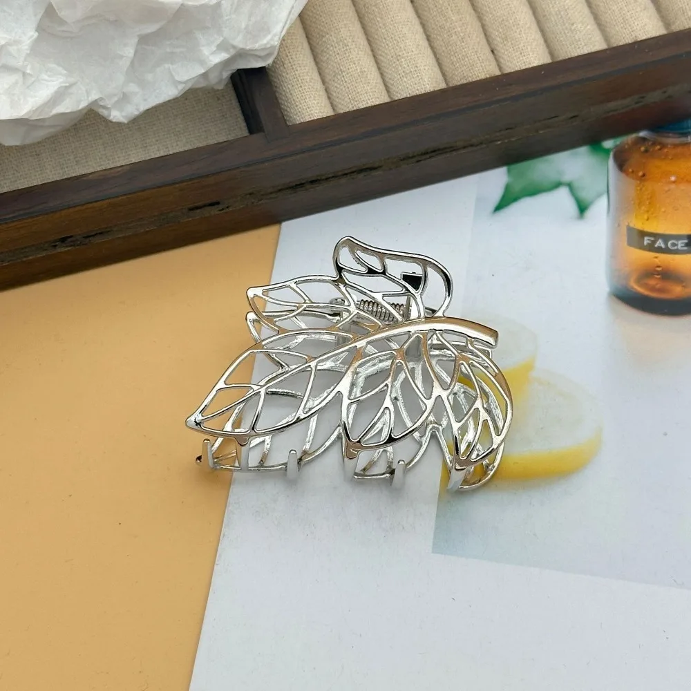 1pc Fashion Boho Hollow Leaf Hair Claw Clip Large Metal Jaw Clip Thick Hair Elegant Nature Inspired Hair Accessories for Women