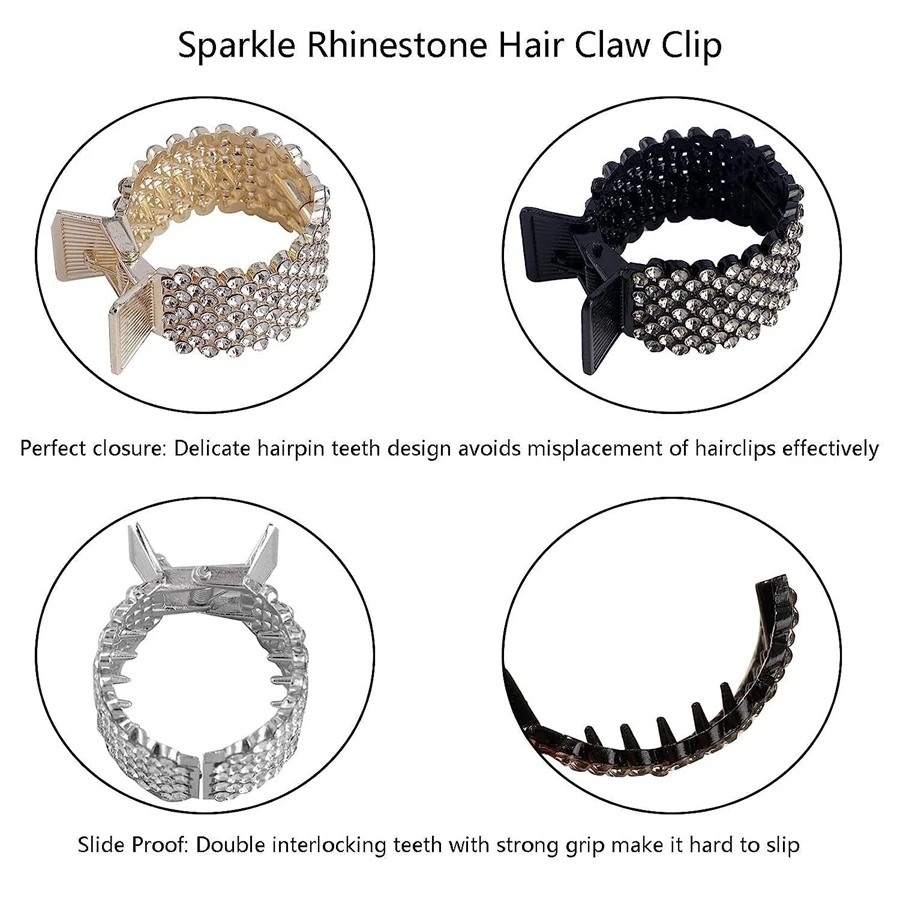 Rhinestone & Pearl Ponytail Hair Claw Clip, Sparkly High Ponytail Holder, Strong Hold Hair Accessory for Women Daily & Party Sty