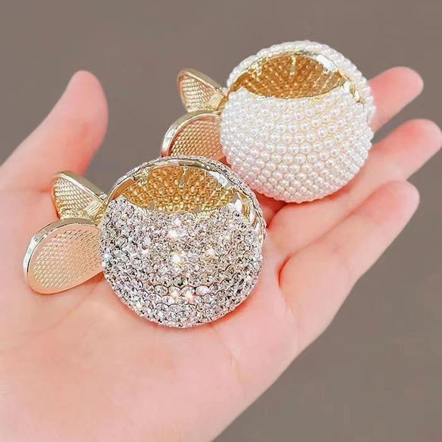 Rhinestone & Pearl Ponytail Hair Claw Clip, Sparkly High Ponytail Holder, Strong Hold Hair Accessory for Women Daily & Party Sty