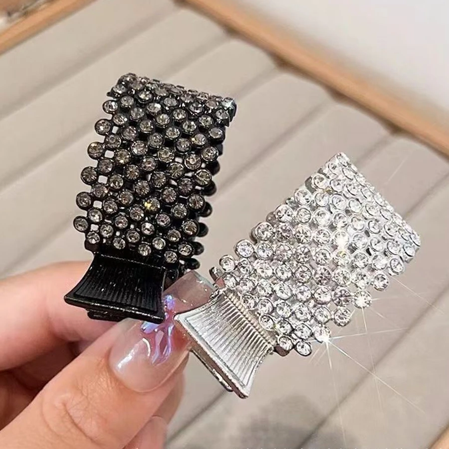 Rhinestone & Pearl Ponytail Hair Claw Clip, Sparkly High Ponytail Holder, Strong Hold Hair Accessory for Women Daily & Party Sty