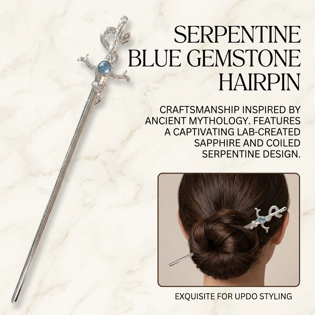 New Chinese Style Snake Shaped Moonstones Hairpin Fashion Metal Hanfu Hairpin Hair Chopsticks Headwear Hair Accessories Gift