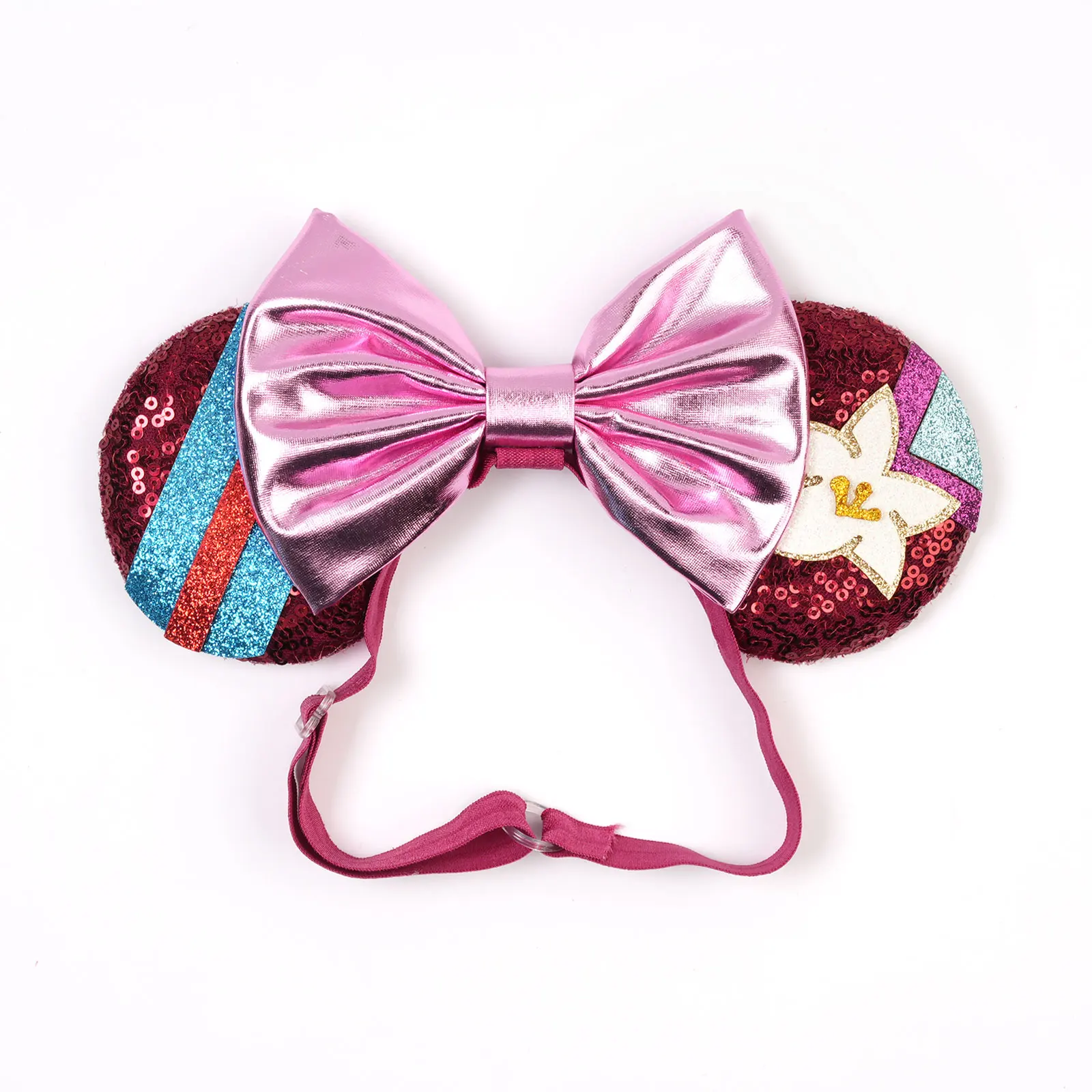 Mulan Elastic HairBands For Girls Cosplay Cartoon Clothing Ears Hair Accessories Women Magnolia Flower Sequins Bow Headband Kids