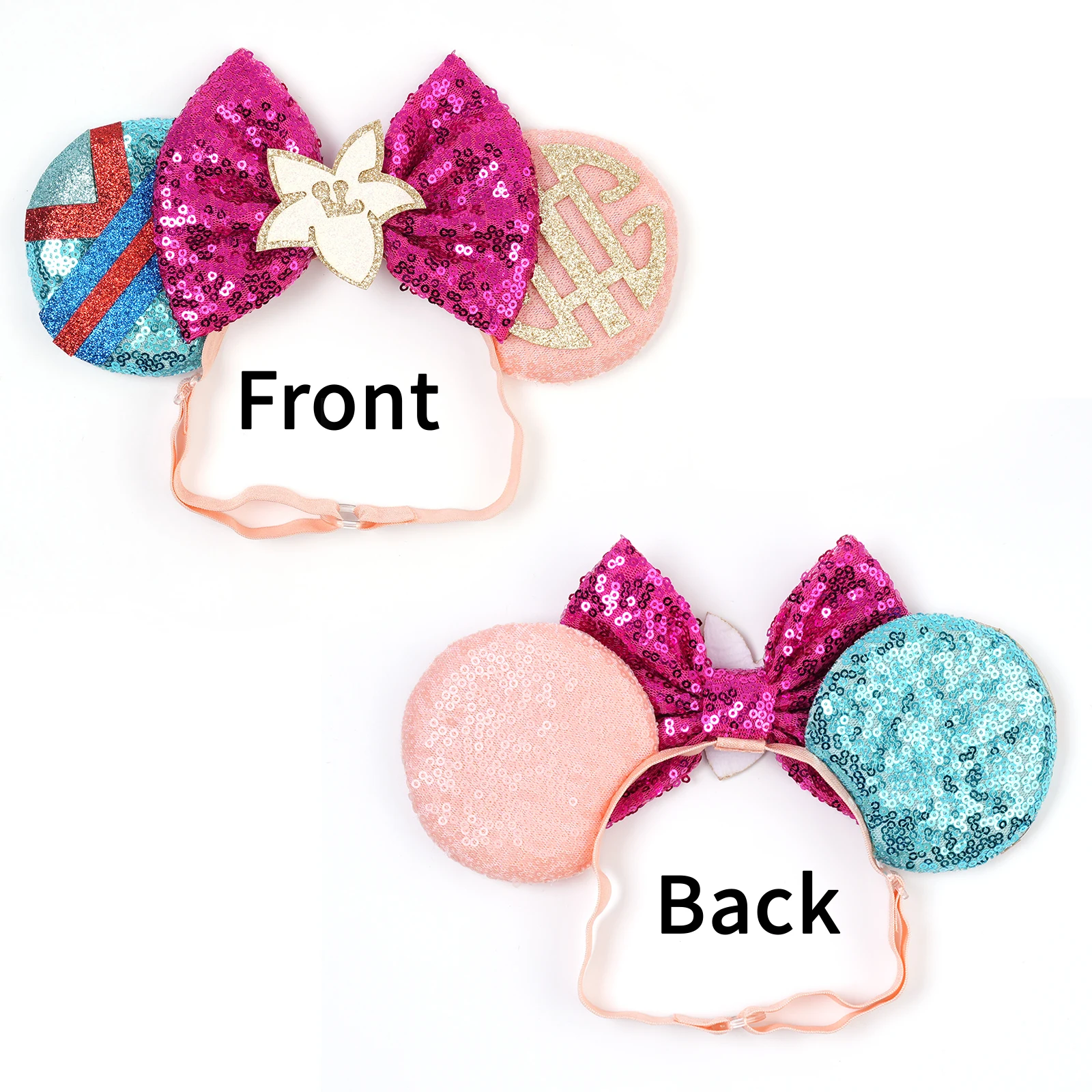 Mulan Elastic HairBands For Girls Cosplay Cartoon Clothing Ears Hair Accessories Women Magnolia Flower Sequins Bow Headband Kids