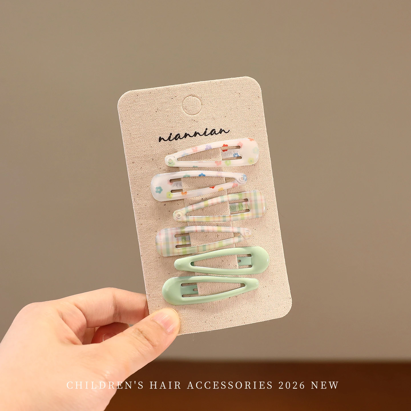 6Pcs/set New Preppy Style Floral Plaid BB Hair Clips Pastel Blue Non-slip Hair Accessories for Girls Toddler Kids Daily Wear