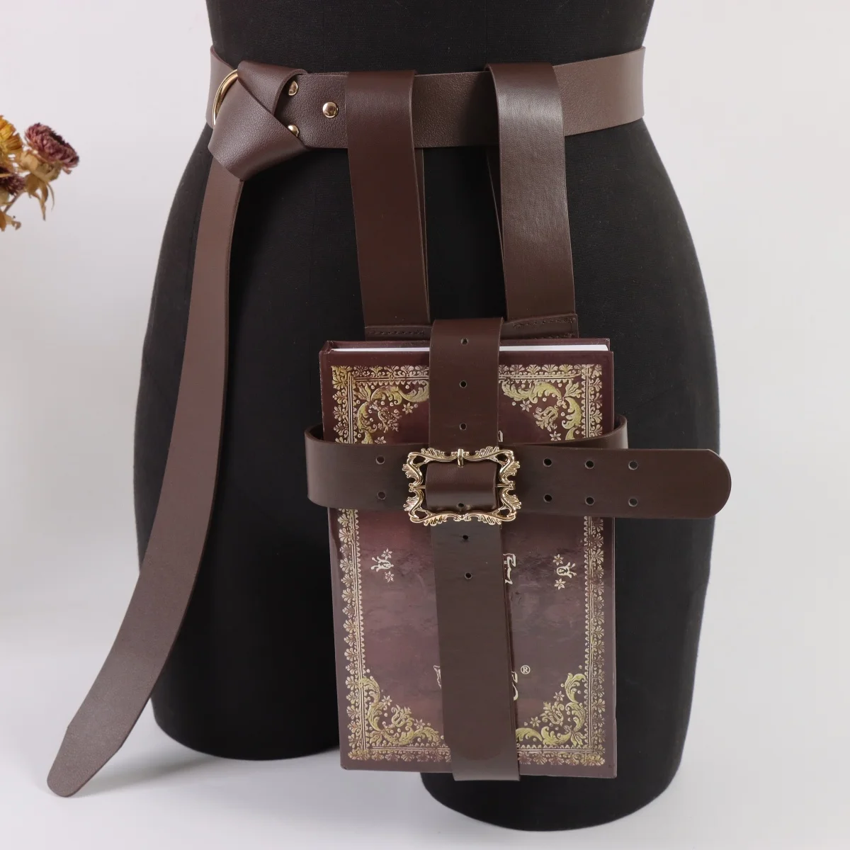 PU Leather Book Holster With Belt: Medieval Journal, LARP Spell Book Carrier(not with book)