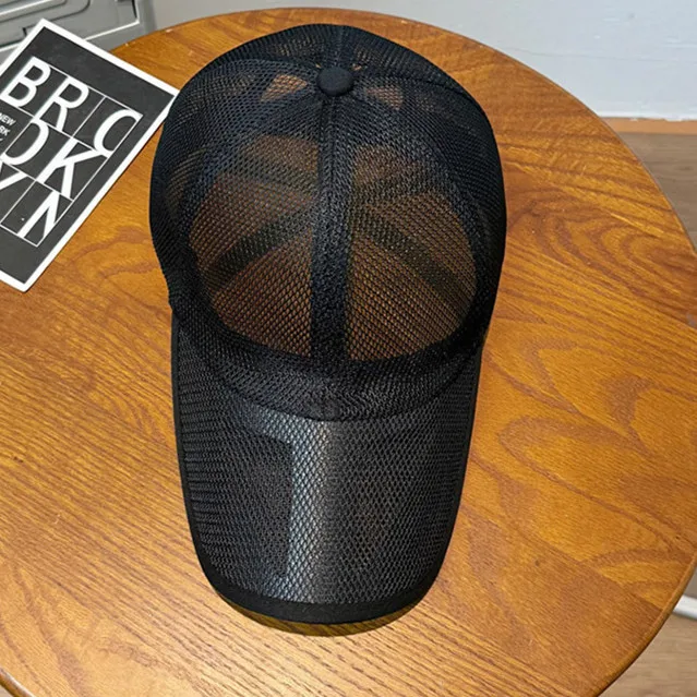 Summer Hollow Brim Breathable Full Mesh Baseball Cap, Unisex, Adjustable Sun Hat for Outdoor Activities