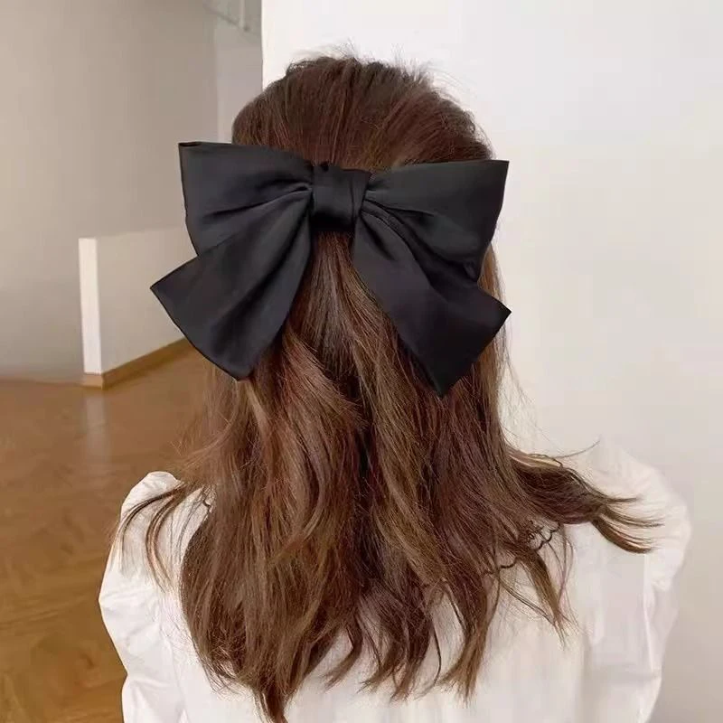 Black Big Bow Headband Hairpin Women's New Clip Hair Accessories Autumn Hairpin【AliS8】
