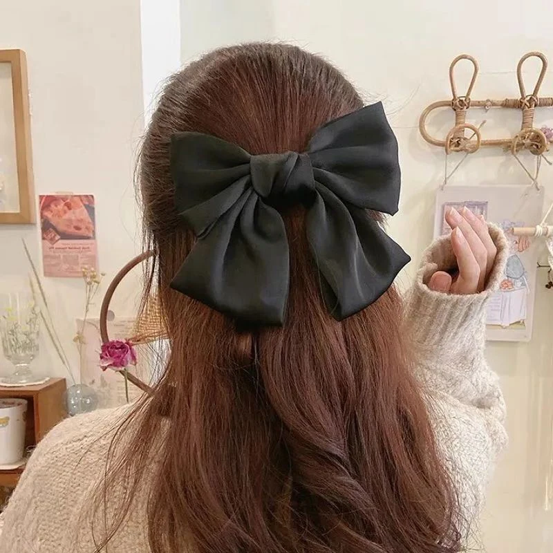 Black Big Bow Headband Hairpin Women's New Clip Hair Accessories Autumn Hairpin【AliS8】