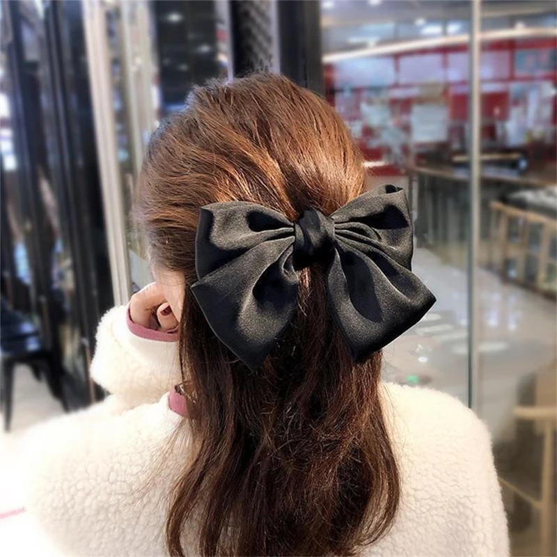 Black Big Bow Headband Hairpin Women's New Clip Hair Accessories Autumn Hairpin【AliS8】