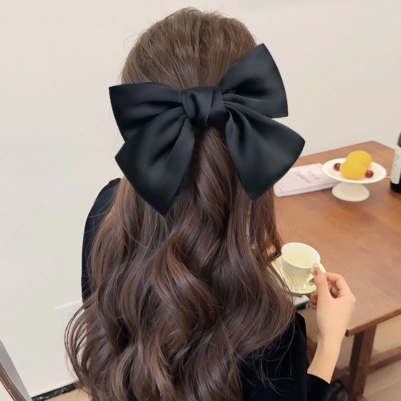 Black Big Bow Headband Hairpin Women's New Clip Hair Accessories Autumn Hairpin【AliS8】