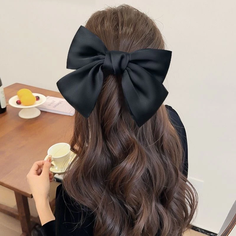 Black Big Bow Headband Hairpin Women's New Clip Hair Accessories Autumn Hairpin【AliS8】