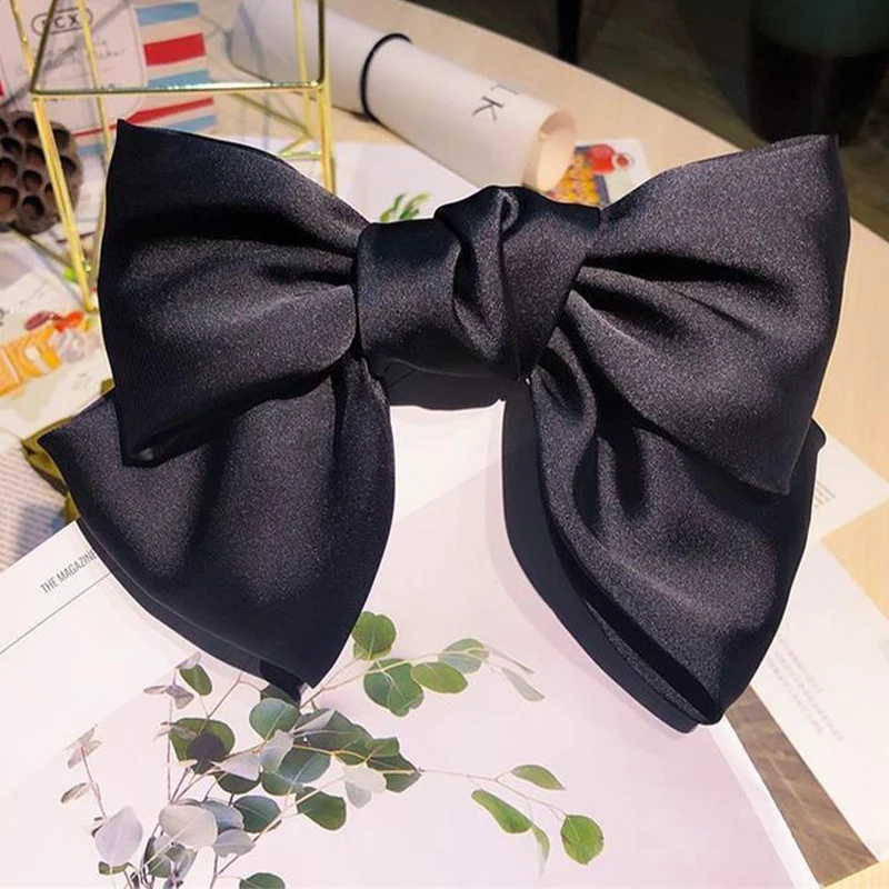 Black Big Bow Headband Hairpin Women's New Clip Hair Accessories Autumn Hairpin【AliS8】