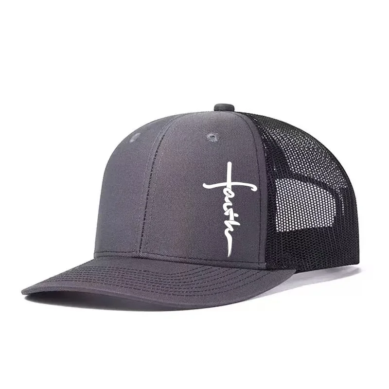 Cross Printed Adjustable Baseball Cap Classic Snapback Dad Hat Breathable Trucker Mesh Hat Golf Fishing Outdoor Sun Cap