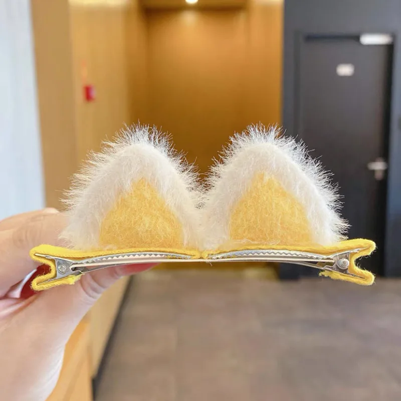 Plush Cat's ears (Steamed cat-ear shaped bread) children's hair clip cute cartoon stereo clip little girl's hair clip clip Korea