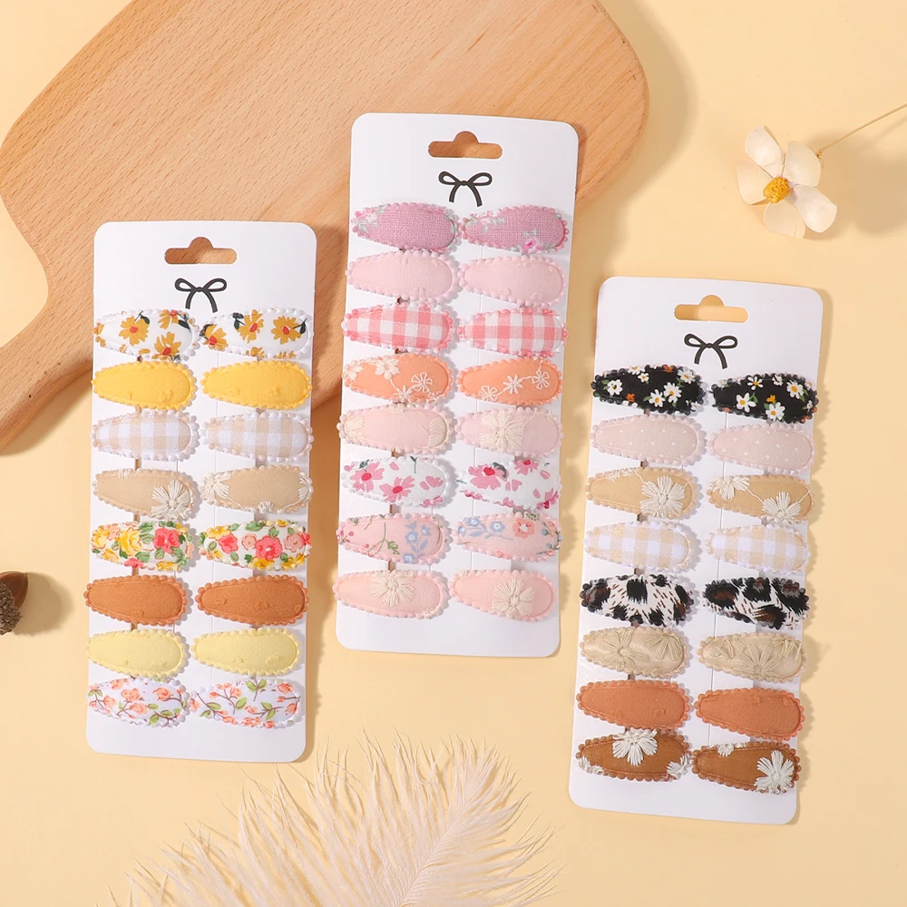RAINBOW BOWS 16Pcs Sweet Mini Hair BB Hairclips Set Lovely Childrens Hairbangs Barrette Fresh Printing Hairgripes Gift Set