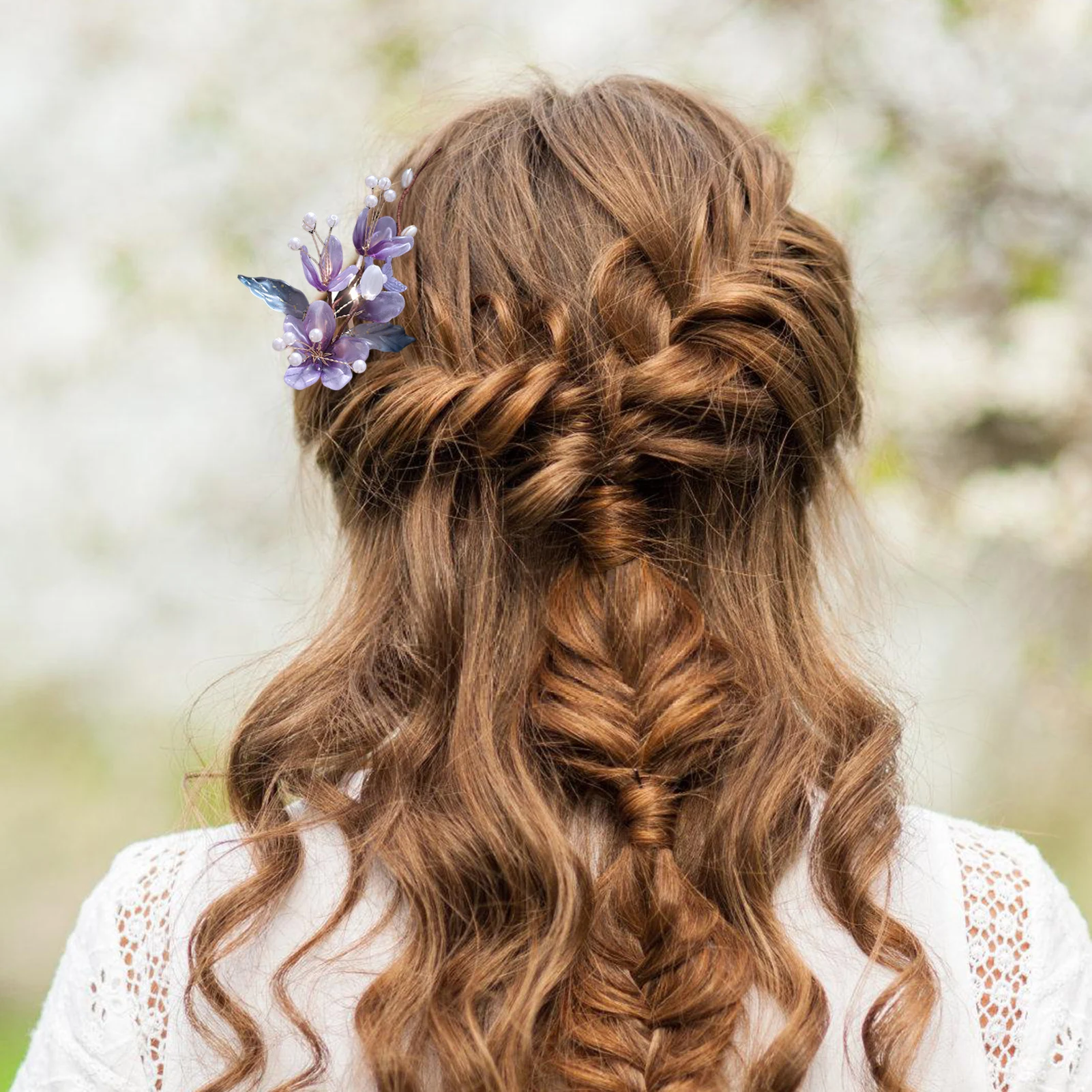 Retro Hairpins Purple Flower Chinese Hanfu Hair Accessories For Women Fairy Pearl Hair Clips Forks Vintage Wedding Hair Jewelry