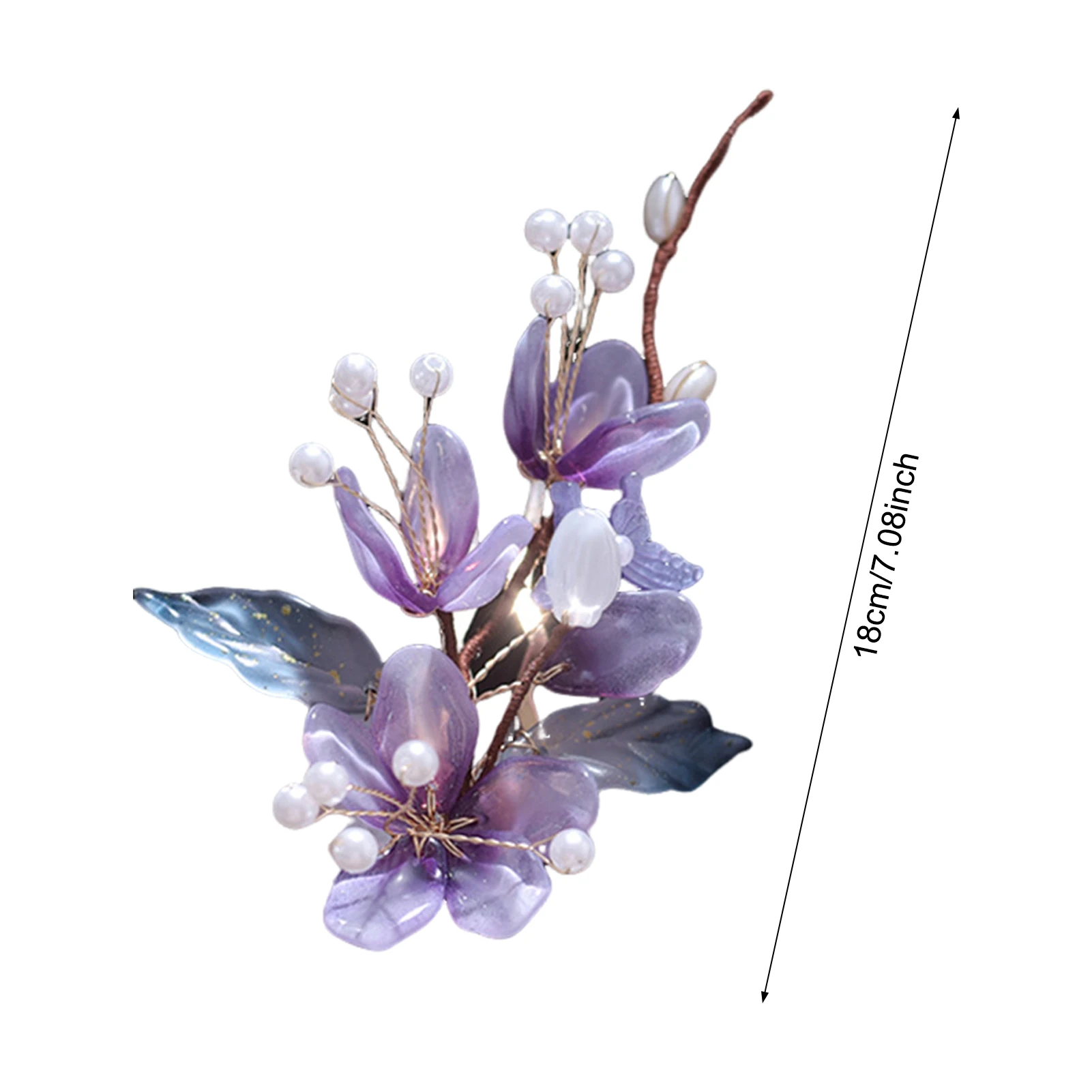 Retro Hairpins Purple Flower Chinese Hanfu Hair Accessories For Women Fairy Pearl Hair Clips Forks Vintage Wedding Hair Jewelry