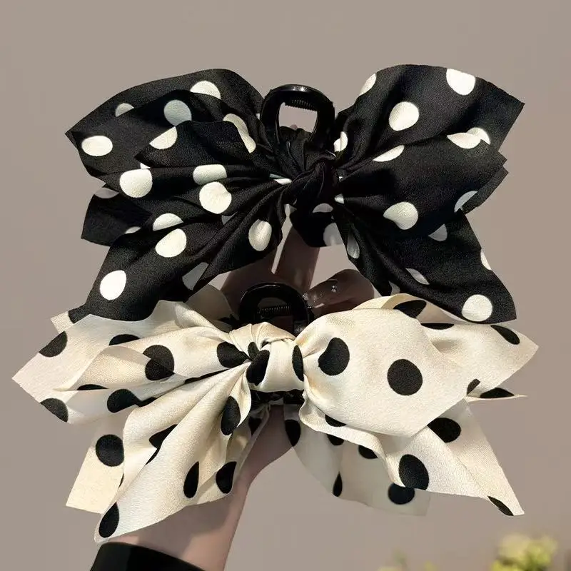 Korean Style Fabric Polka Dot Butterfly Knot Hair Clip Fashionable Personality Hair Gripper Elegant Versatile Unique Hair Access