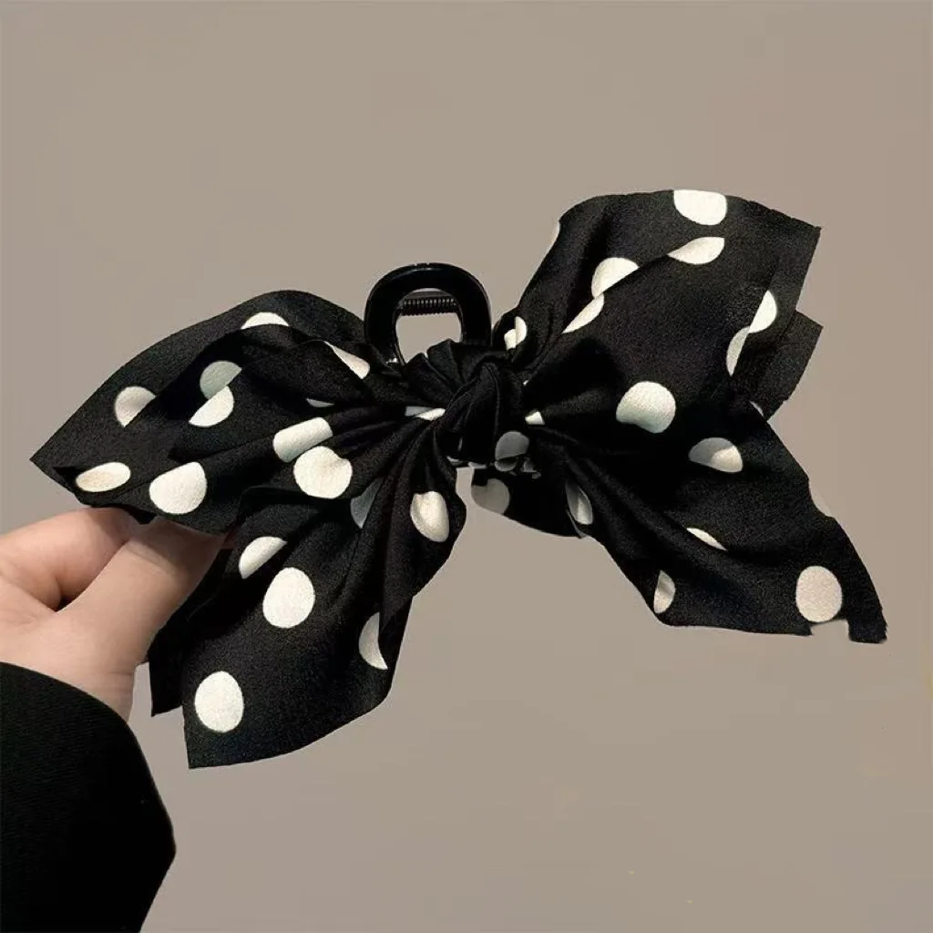Korean Style Fabric Polka Dot Butterfly Knot Hair Clip Fashionable Personality Hair Gripper Elegant Versatile Unique Hair Access