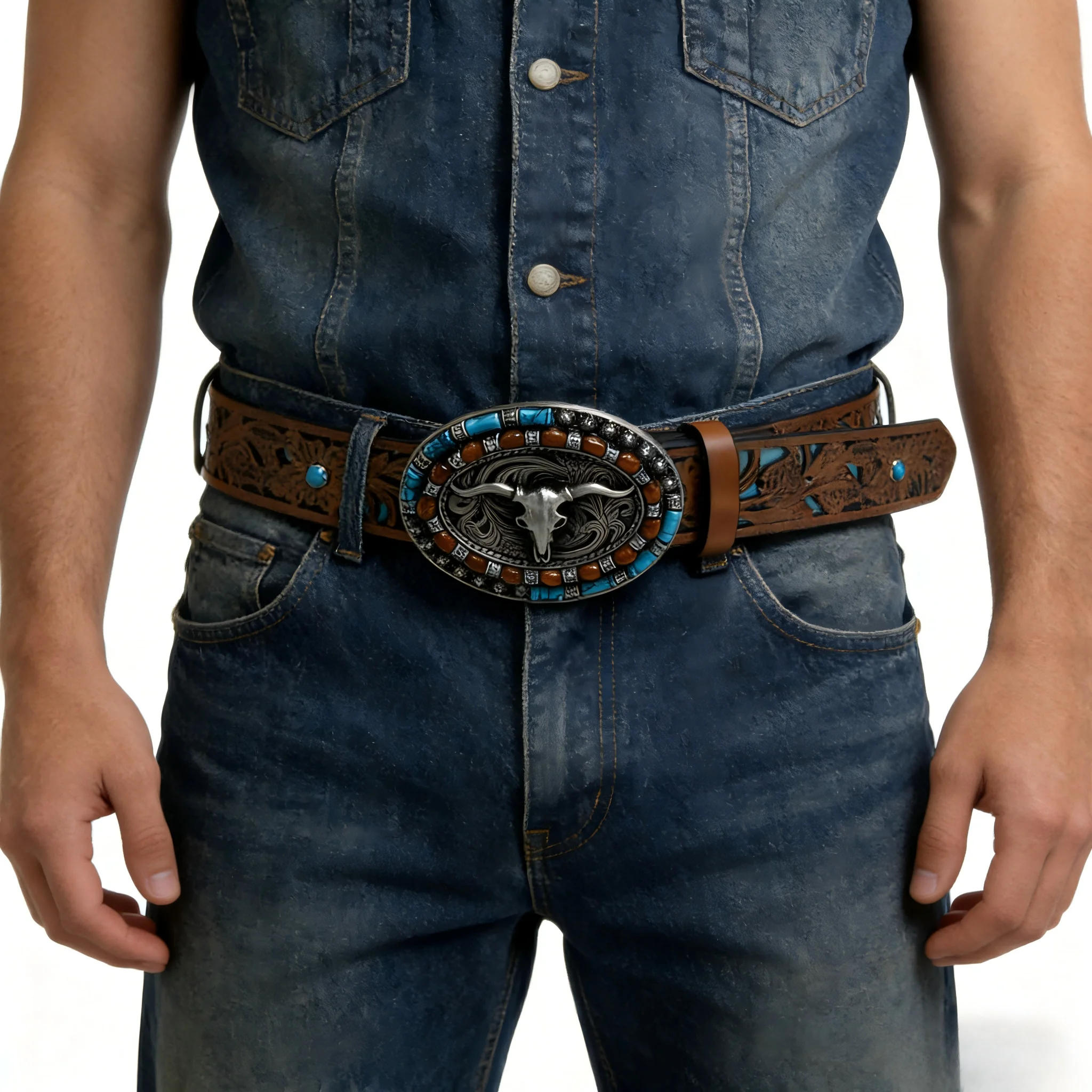 1 Piece of Unisex Belt, Western Cowboy Style, Vintage Fashion, Easy to Match with Jeans, Trendy, Suitable for Daily Use