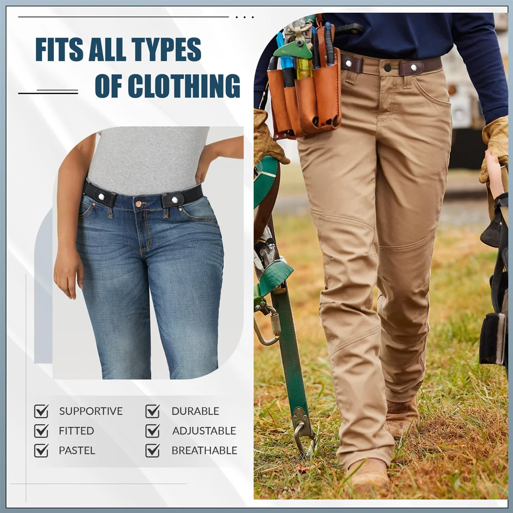 Newest Traceless Invisible Elastic Belt Women's Belts Jeans Pants Men's Elastic Belt Buckle-Free Adjustable Waist Belt No Buckle