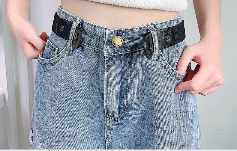 Newest Traceless Invisible Elastic Belt Women's Belts Jeans Pants Men's Elastic Belt Buckle-Free Adjustable Waist Belt No Buckle