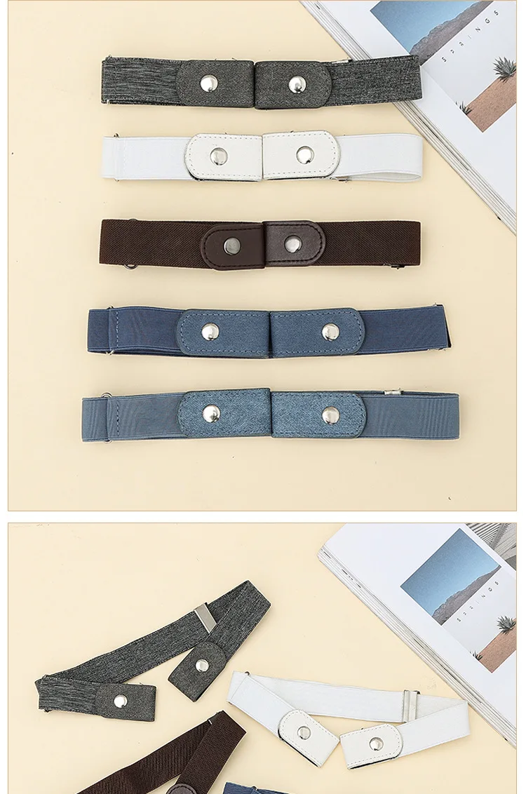 Newest Traceless Invisible Elastic Belt Women's Belts Jeans Pants Men's Elastic Belt Buckle-Free Adjustable Waist Belt No Buckle