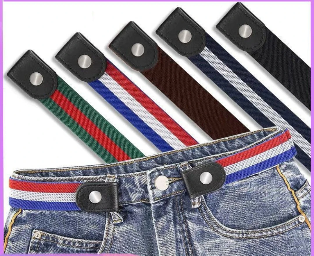 Newest Traceless Invisible Elastic Belt Women's Belts Jeans Pants Men's Elastic Belt Buckle-Free Adjustable Waist Belt No Buckle