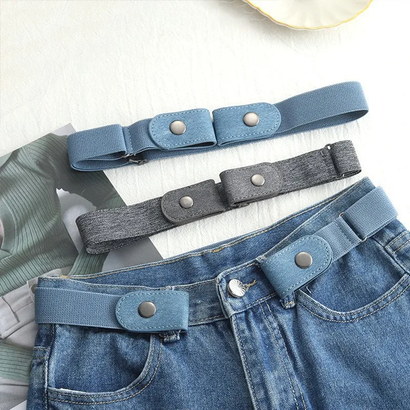 Newest Traceless Invisible Elastic Belt Women's Belts Jeans Pants Men's Elastic Belt Buckle-Free Adjustable Waist Belt No Buckle