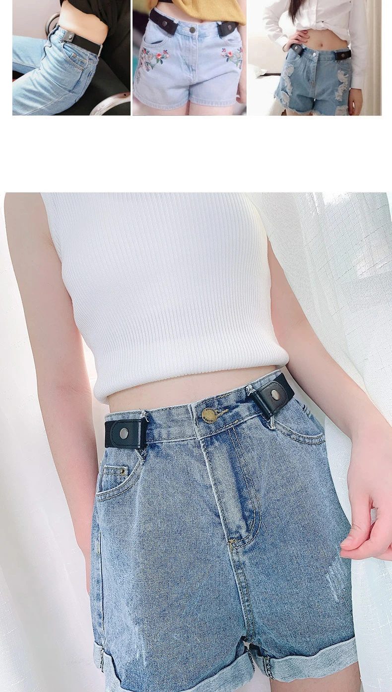 Newest Traceless Invisible Elastic Belt Women's Belts Jeans Pants Men's Elastic Belt Buckle-Free Adjustable Waist Belt No Buckle