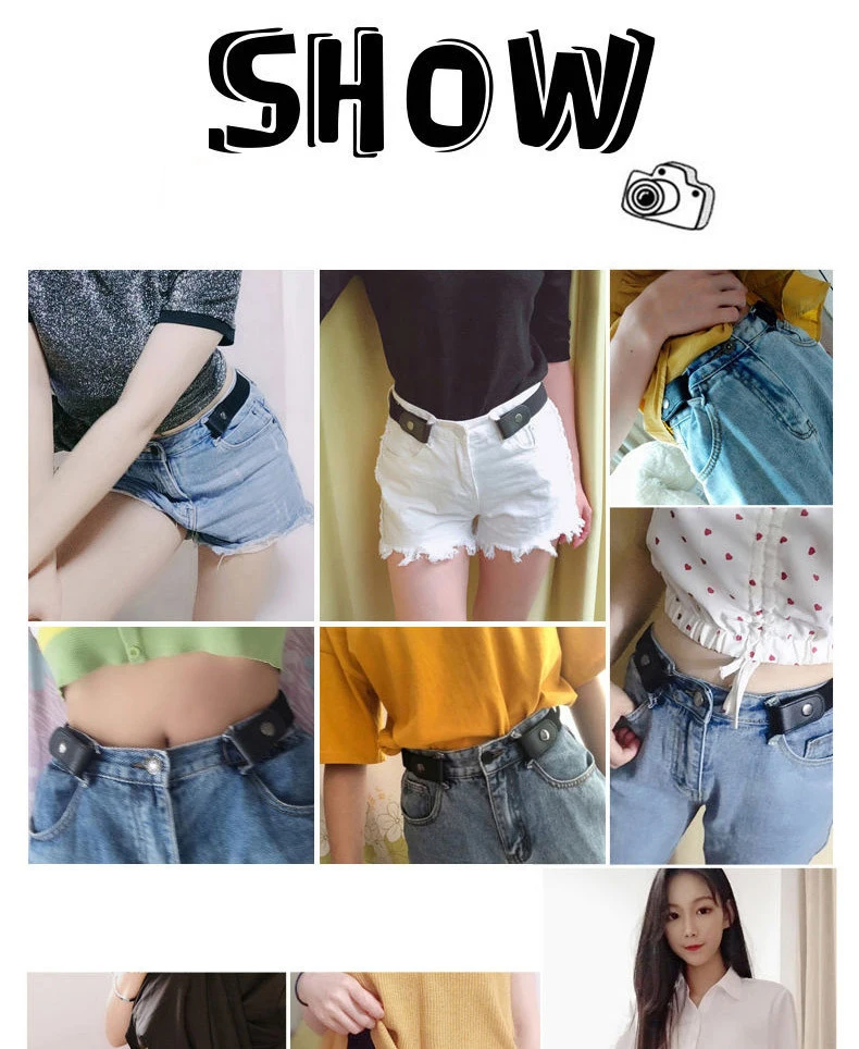 Newest Traceless Invisible Elastic Belt Women's Belts Jeans Pants Men's Elastic Belt Buckle-Free Adjustable Waist Belt No Buckle