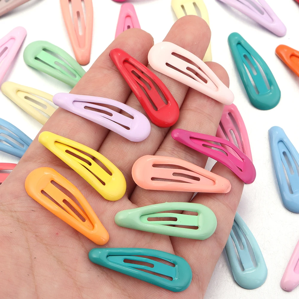 30pcs/lot 30mm Metal Enamel Colorful BB Hair Clips Cute Mini Hair Pins Snap Barrettes For Girls Y2K Hair Clips Hair Accessories