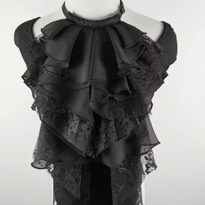 Multi Layered Lace Ruffled Fake Collar Detachable Decorative Collar Shirt Dress Party Neck Accessories