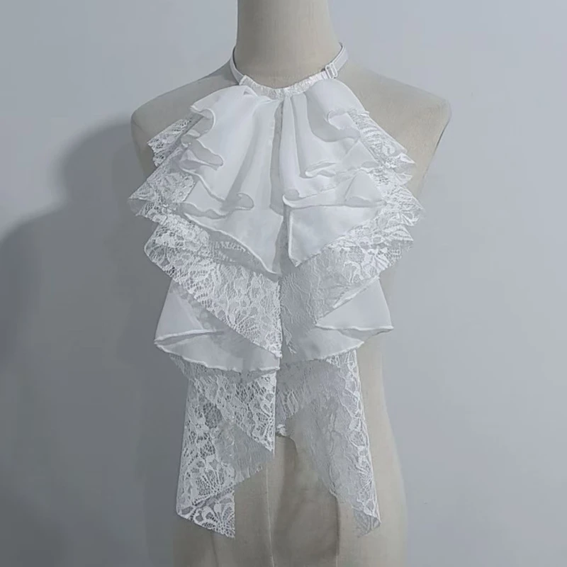 Multi Layered Lace Ruffled Fake Collar Detachable Decorative Collar Shirt Dress Party Neck Accessories