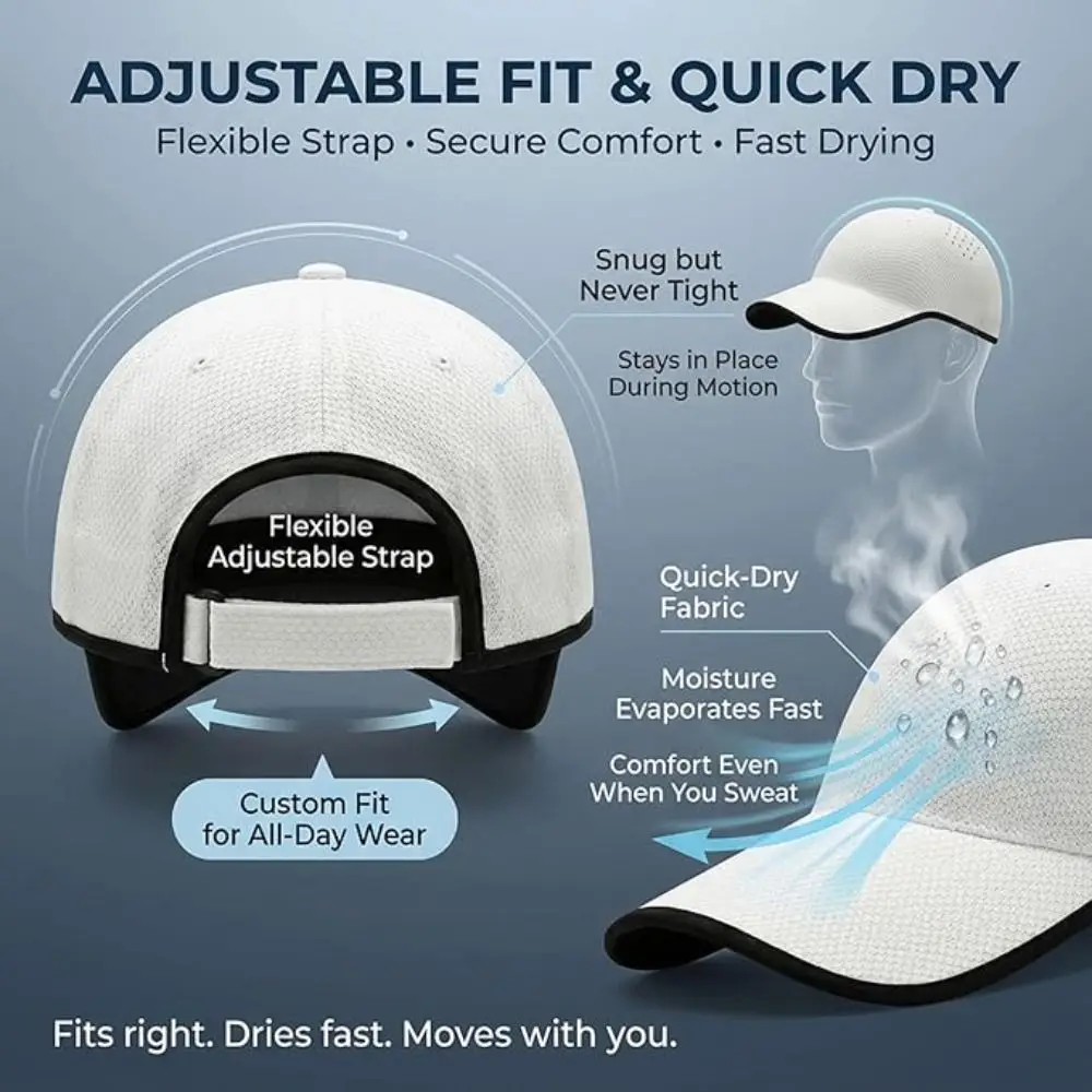 New Design Seamless Baseball Cap Packable Lightweight Sports Hat Quick Drying Breathable Visor Cap