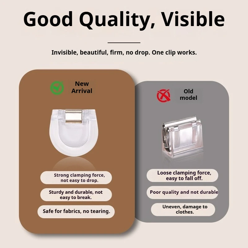 5/10/20/30Pcs Detachable Invisible Leg Shortening Clips Non-slip Pants Acrylic Buckle Edge Clip for Anti-drag Pants Hem Fixing