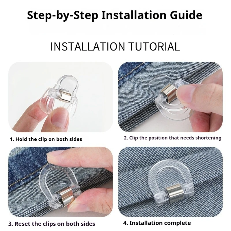 5/10/20/30Pcs Detachable Invisible Leg Shortening Clips Non-slip Pants Acrylic Buckle Edge Clip for Anti-drag Pants Hem Fixing