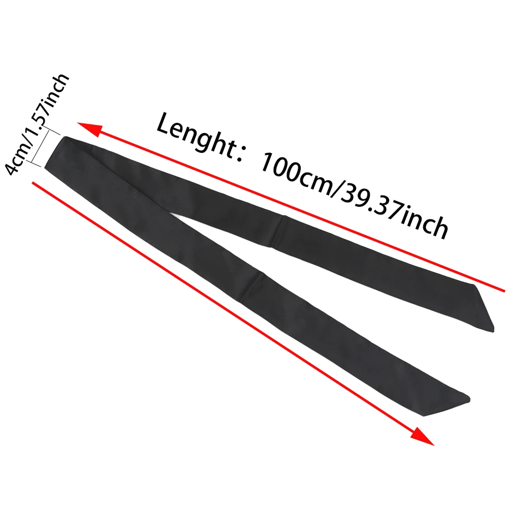 Women Lady Belt Bag Hair Accessories Narrow Short Scarf 100cm Solid Color Silk Rubber Black Bag Ribbon Headbands Choker Streamer