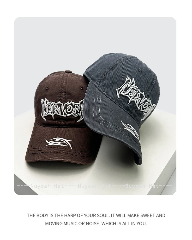 New Men Women Dark Style Embroidered Letters Baseball Hats Sunshade Personal Versatile Street Peaked Caps Retro Fashion Hip-hop