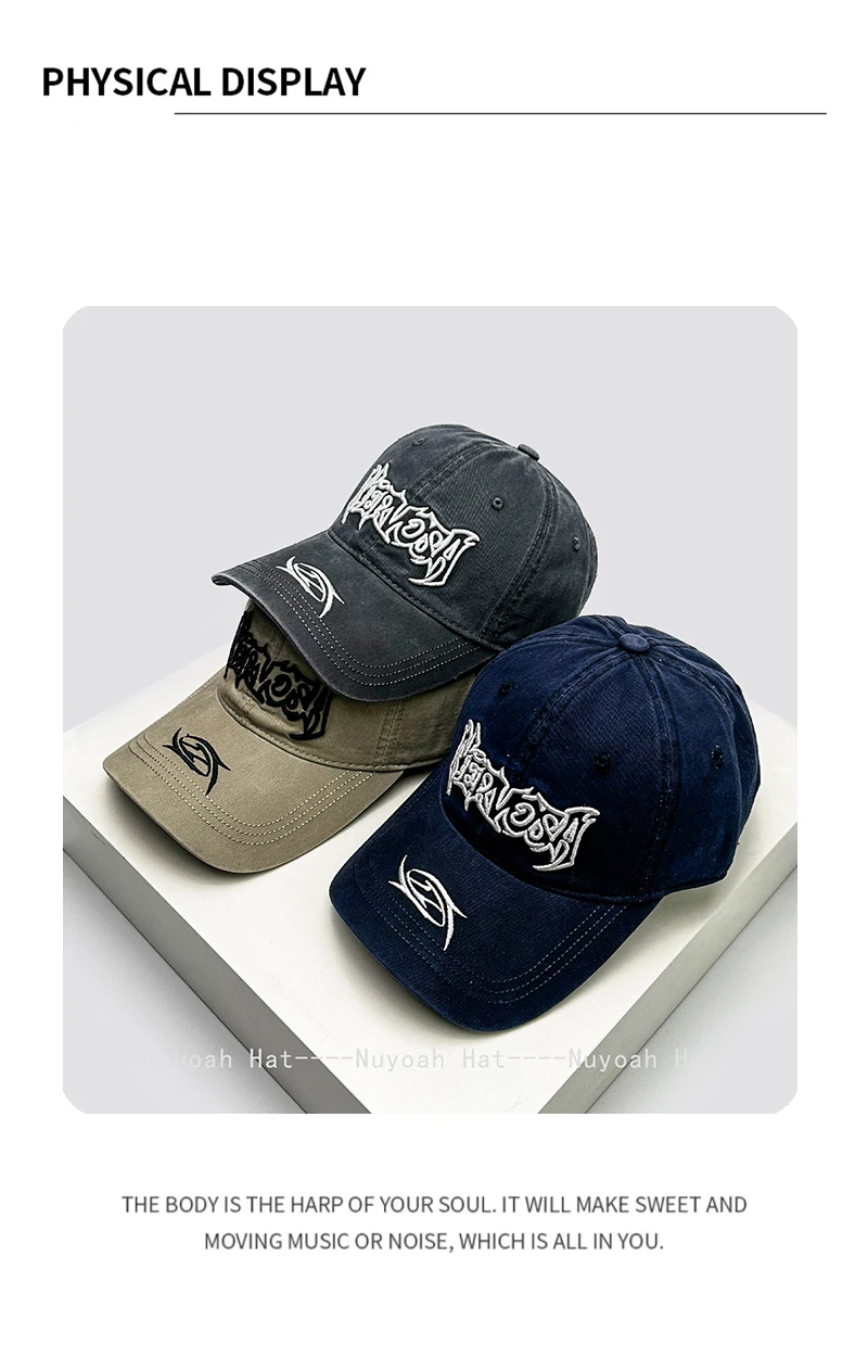 New Men Women Dark Style Embroidered Letters Baseball Hats Sunshade Personal Versatile Street Peaked Caps Retro Fashion Hip-hop