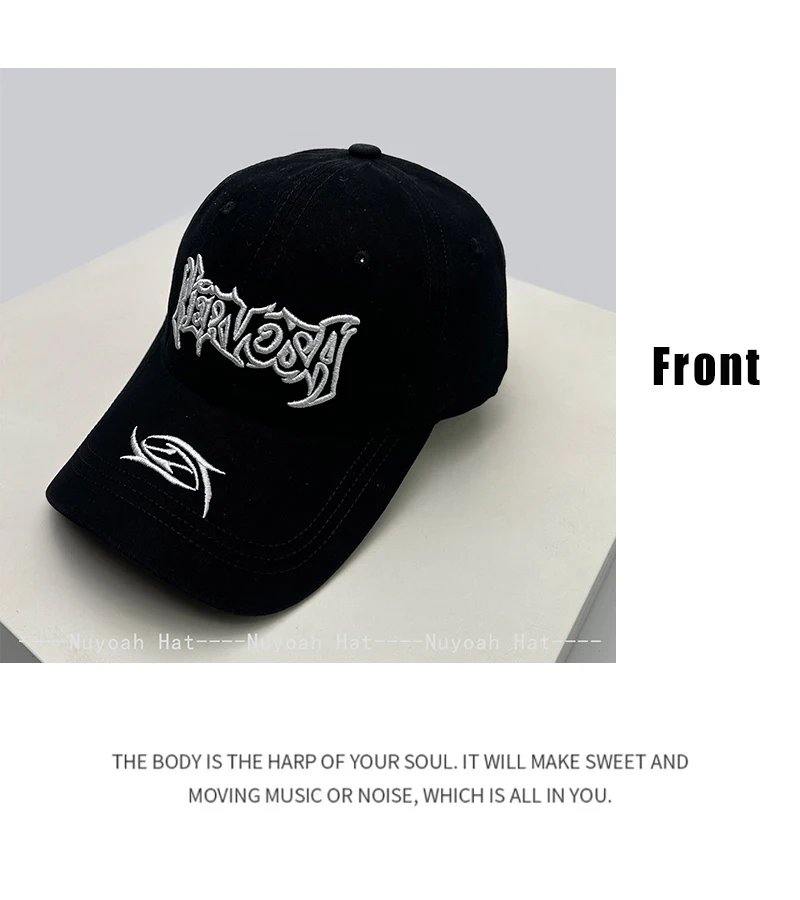 New Men Women Dark Style Embroidered Letters Baseball Hats Sunshade Personal Versatile Street Peaked Caps Retro Fashion Hip-hop