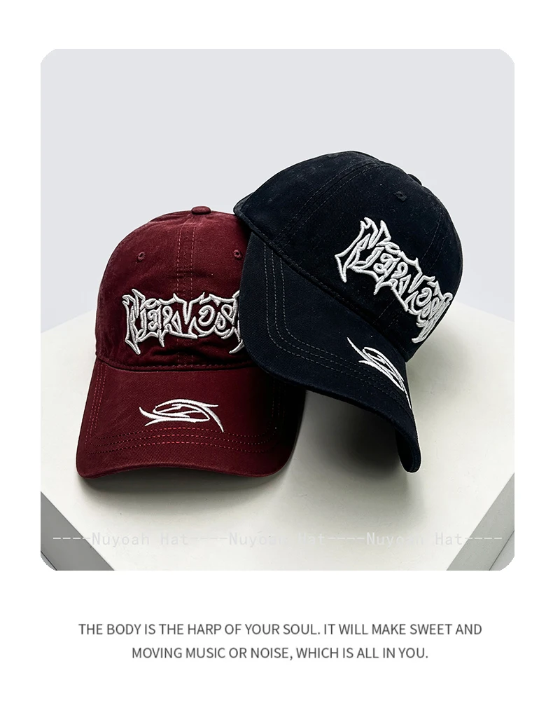 New Men Women Dark Style Embroidered Letters Baseball Hats Sunshade Personal Versatile Street Peaked Caps Retro Fashion Hip-hop