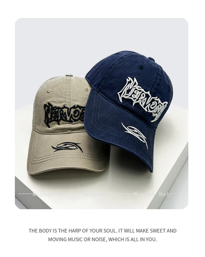 New Men Women Dark Style Embroidered Letters Baseball Hats Sunshade Personal Versatile Street Peaked Caps Retro Fashion Hip-hop