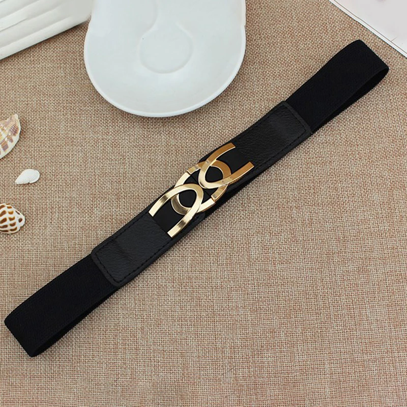 [F] Female Wide Elastic Waistband Metal Buckle Belt for Women Waist Band Cummerband Sweater Coat Clothing Accessories