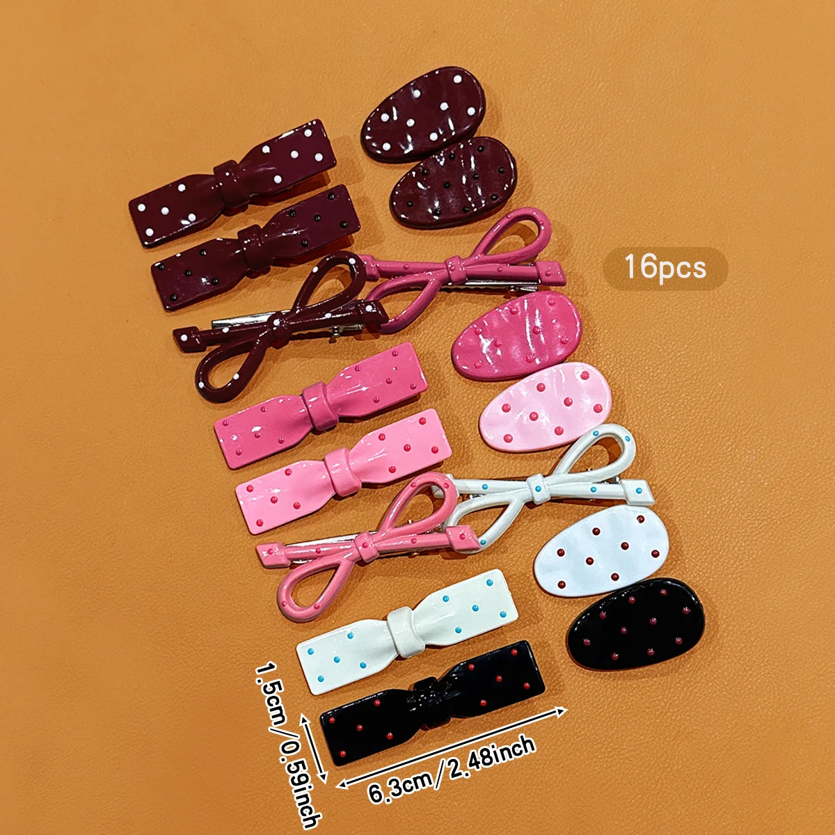 16 Korean colored hair clips with a sweet and stylish style, suitable for daily use as headwear